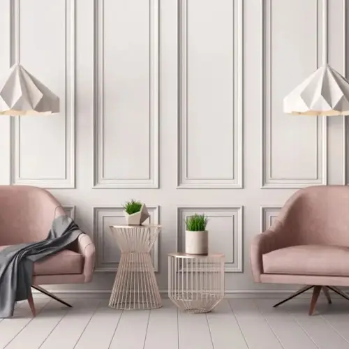 Boiserie decorativo aplicado em parede elegante da Cielo Pisos